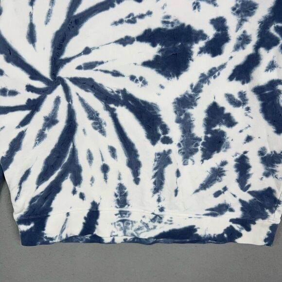 J Crew Sweatshirt Womens Medium Blue White Tie Dye Crew Casual Lounge Coastal - Picture 9 of 14